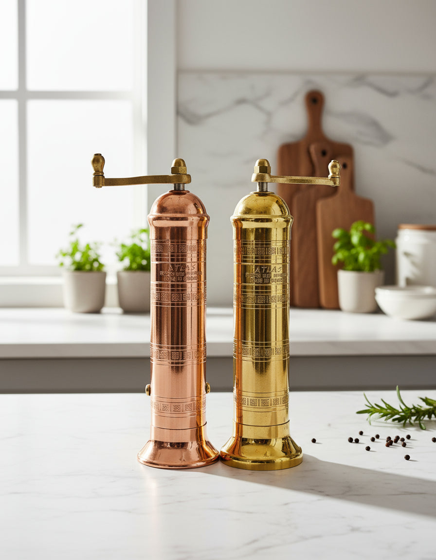 ATLAS Copper Pepper Mill 8" and Brass-Copper Salt Mill 8" #403418 - The Perfect Wedding or Housewarming Gift
