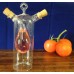 Glass Cuet 7" 2 Chamber Glass Cruet 2.5 oz inner & 10 oz  Outer Chamber #076