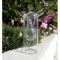 Glass Cuet 7" 2 Chamber Glass Cruet 2.5 oz inner & 10 oz  Outer Chamber #076