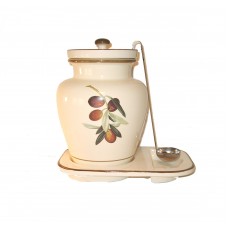 Creme 1 Gallon Ceramic Olive Grape Themed Container