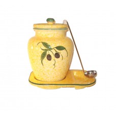 Yellow 1 Gallon Ceramic Olive Grape Themed Container #821