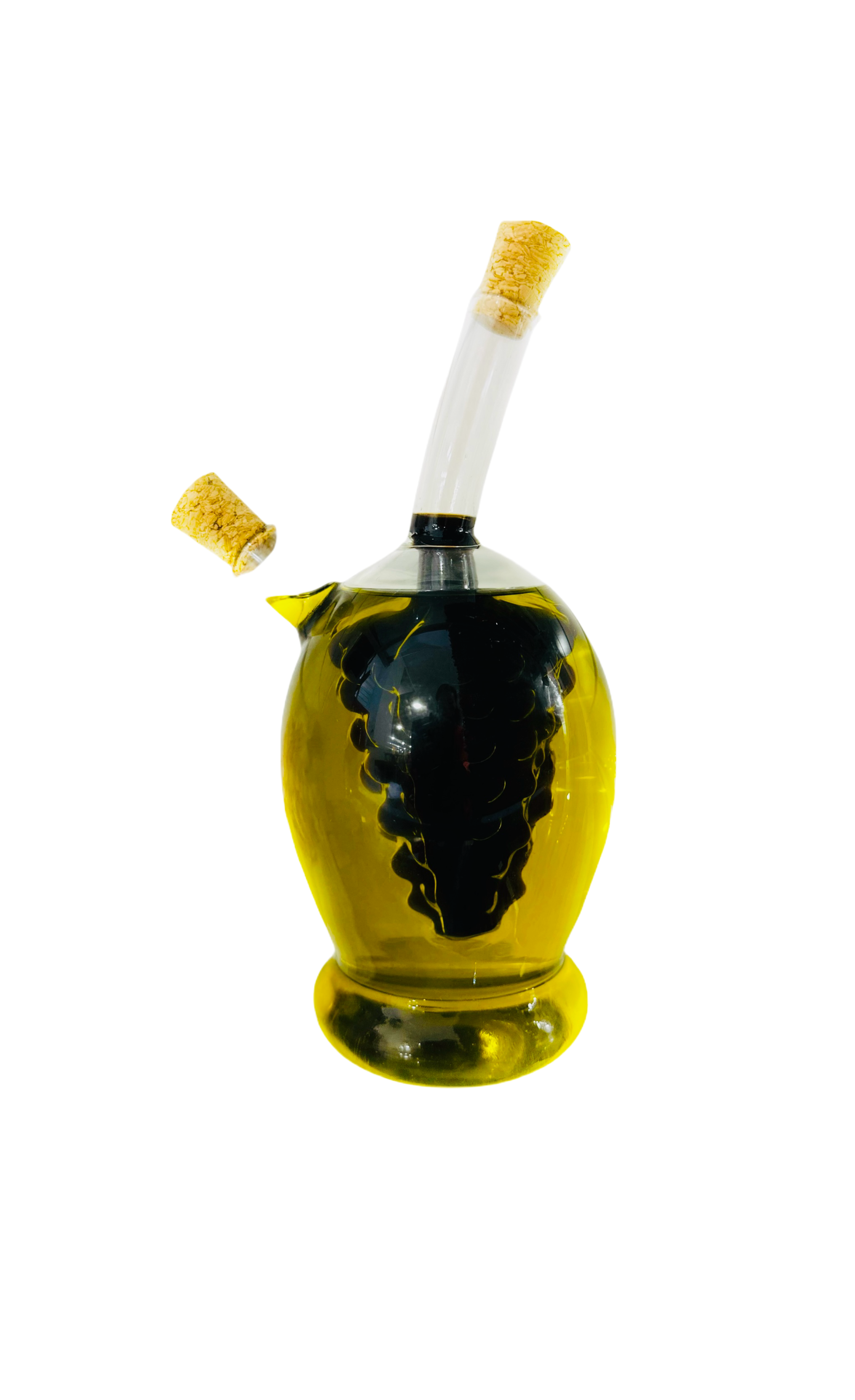 7"Glass Cruet  tall holds 3 oz balsamic vinegar and 15 oz oil, #077