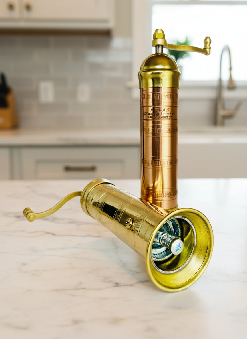 two grinders on a kitchen counter