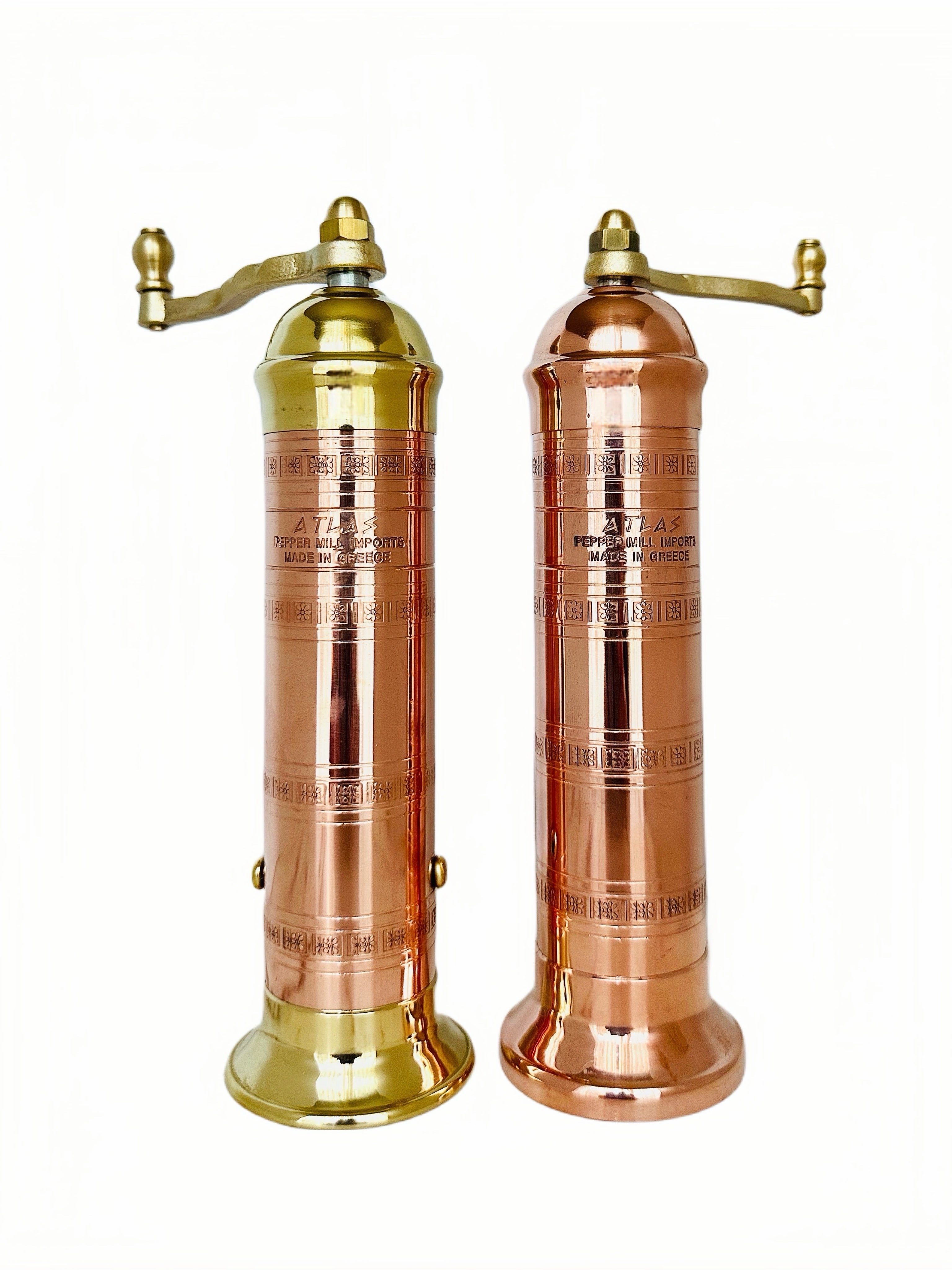 ATLAS Copper-Brass Pepper Mill 8" and Copper Salt Mill 8" #413408 - The Perfect Wedding or Housewarming Gift
