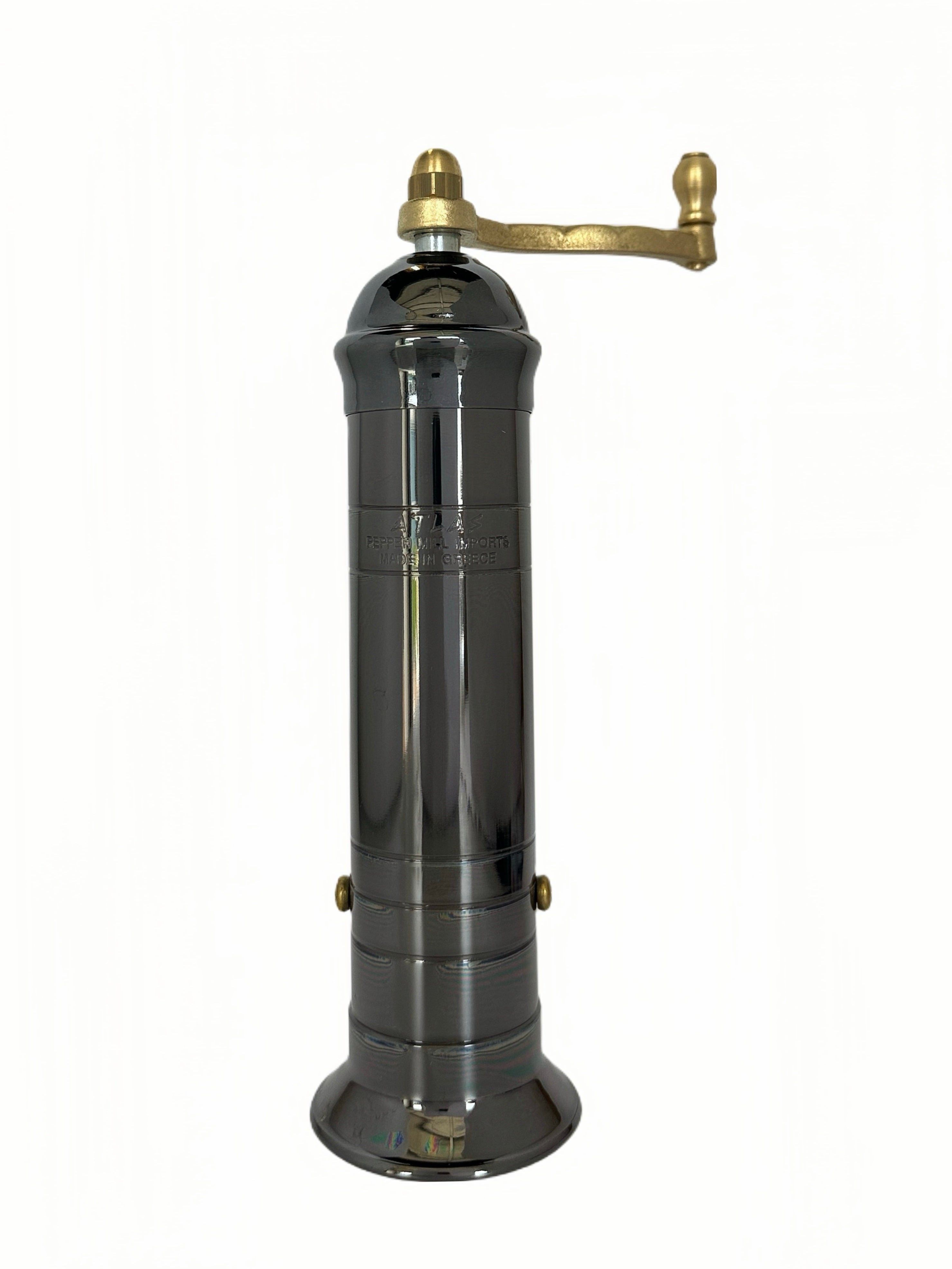 ATLAS Hematite-Gloss Brass Pepper Mill (Brass Handle)