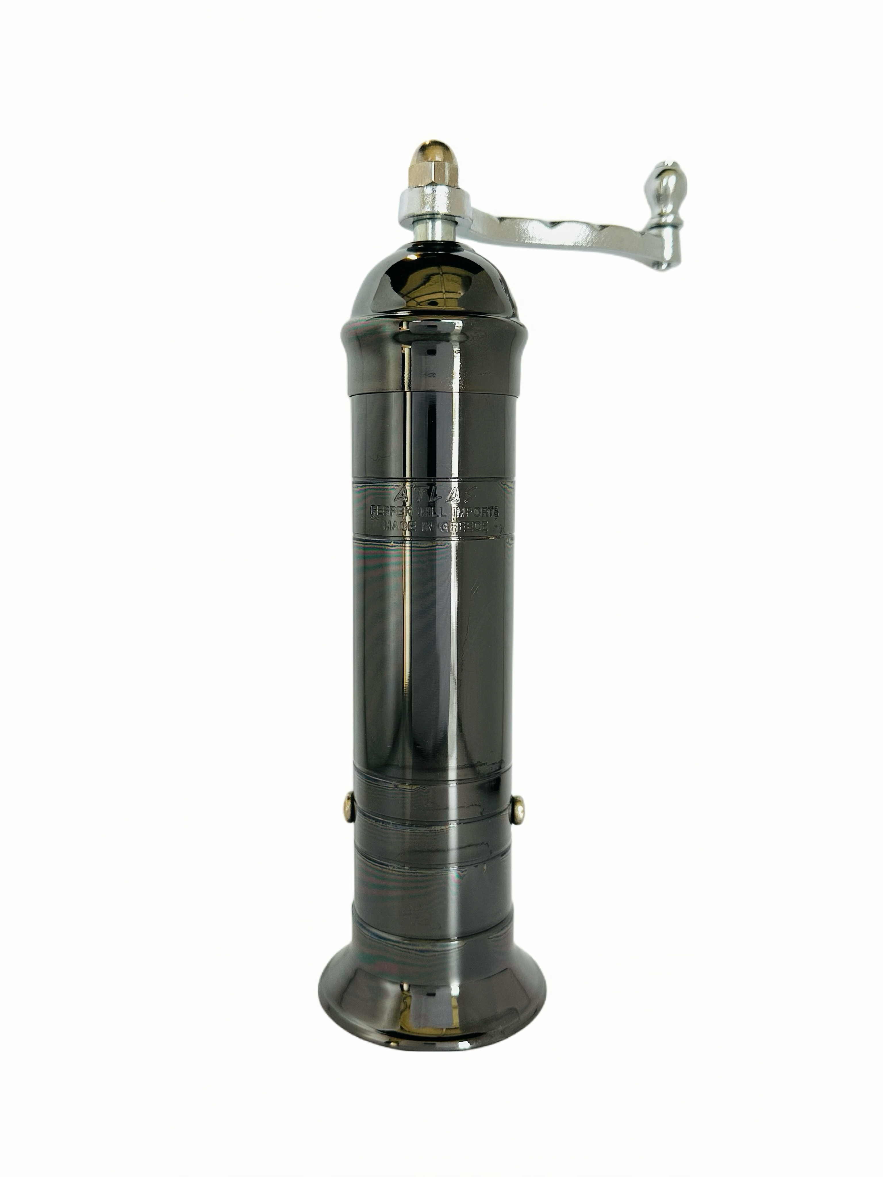 ATLAS Hematite-Gloss Brass Pepper Mill (Chrome Handle)