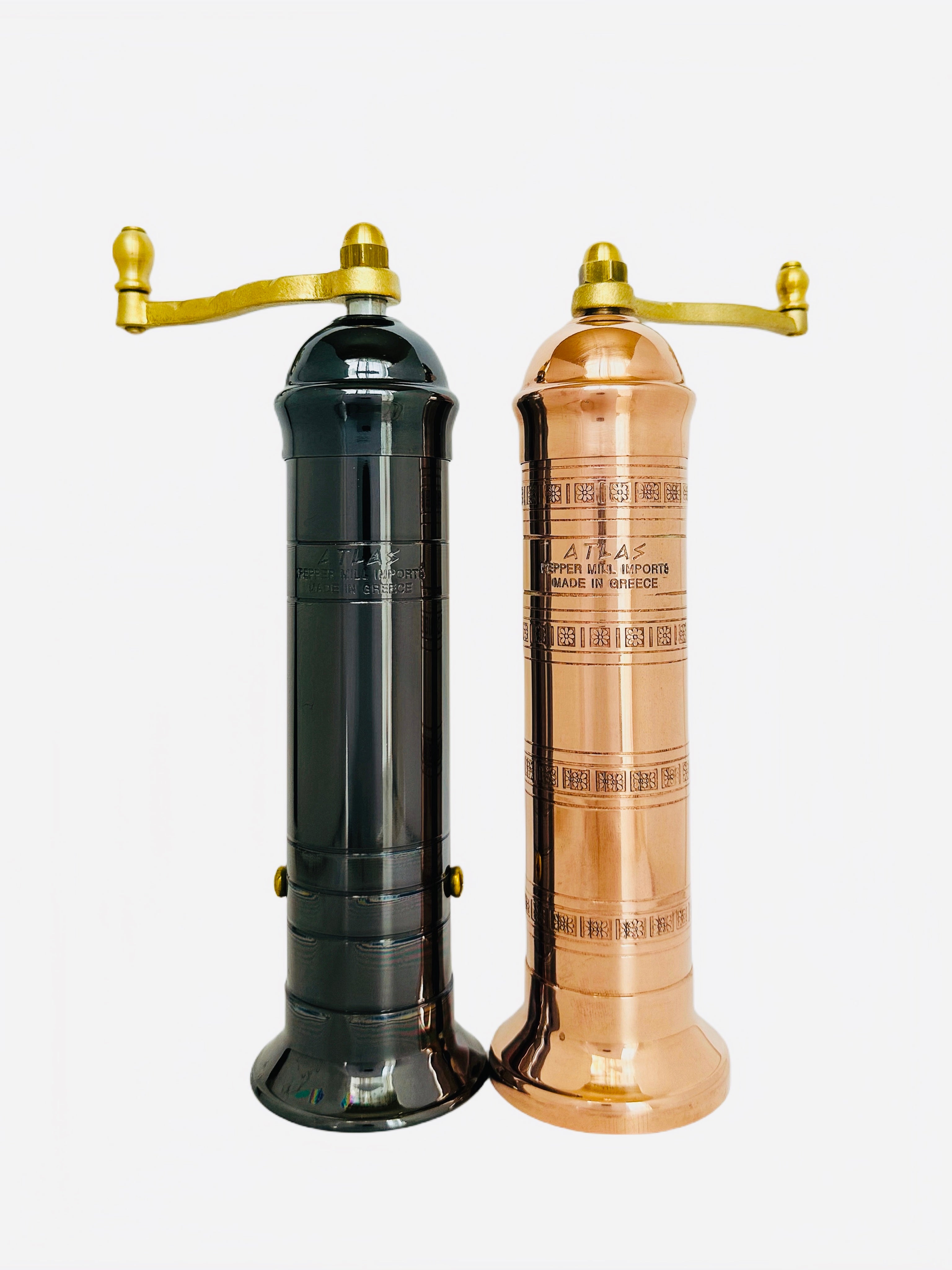 8" ATLAS Hematite-Gloss Brass Pepper Mill