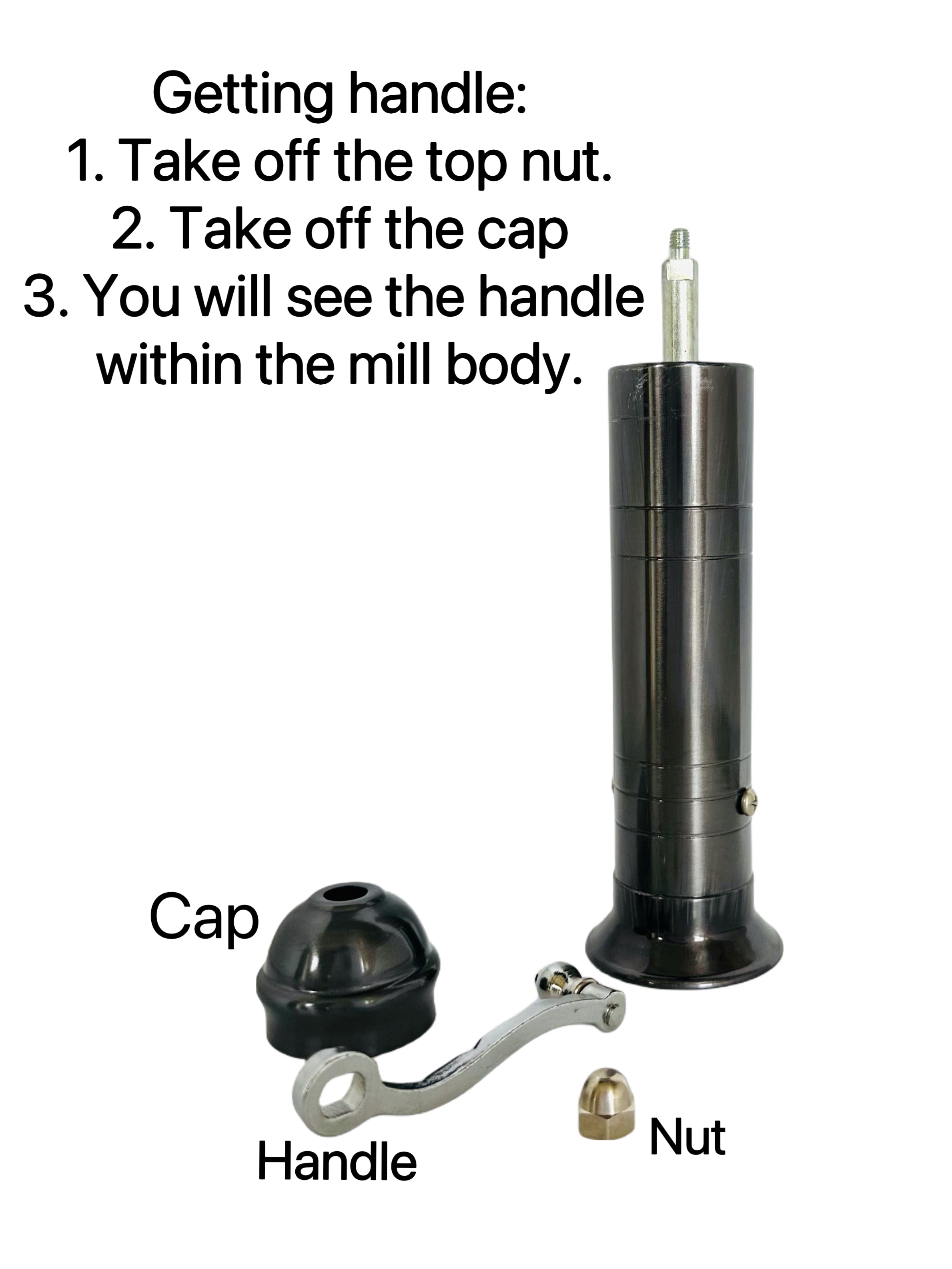 ATLAS Hematite-Matt Brass Pepper Mill (Chrome Handle)