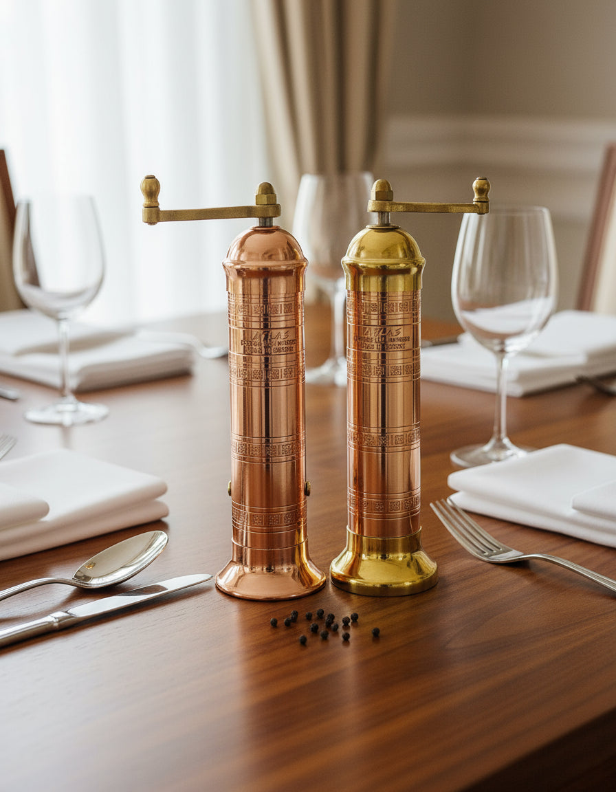 pepper salt mills on a white background