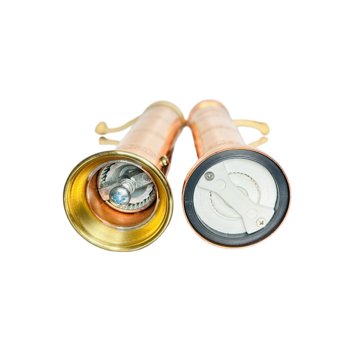Brass/copper pepper mill and copper salt mill