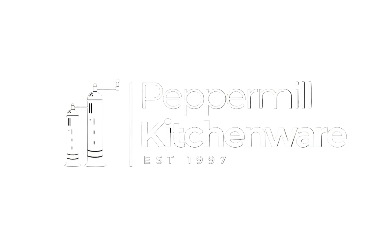 Peppermill Kitchenware logo with a black silhouette of a pepper grinder on a white background