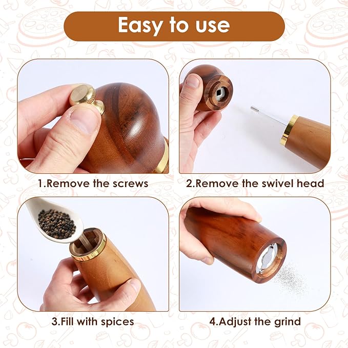 Instructions on how to use a wooden spice grinder with text overlay.