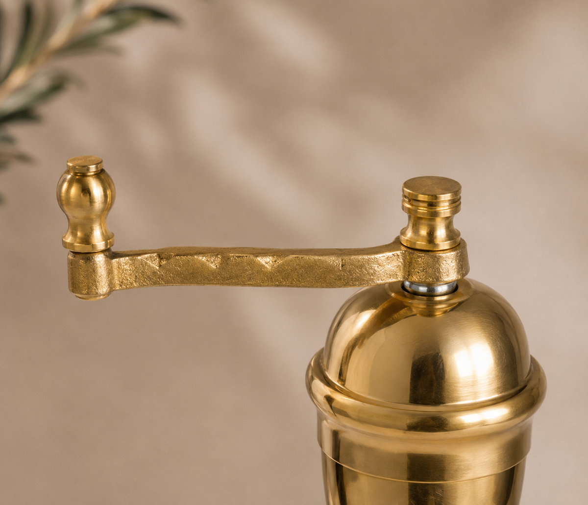 Gold faucet with a blurred background