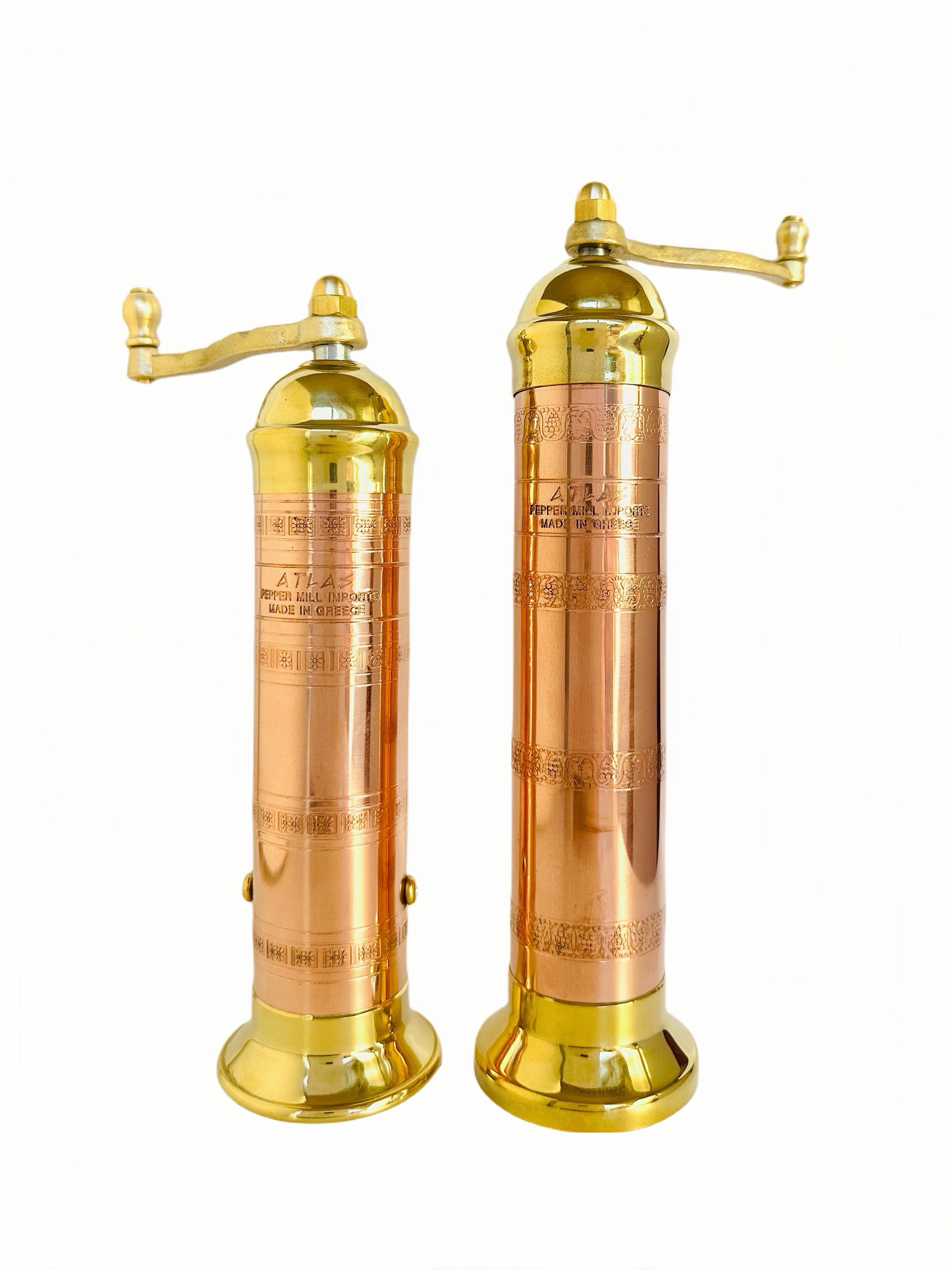 ATLAS Brass-Copper Pepper Mill 7" and Salt Mill 8"#412418 - Wedding & Holiday Gift, Kitchen Upgrade