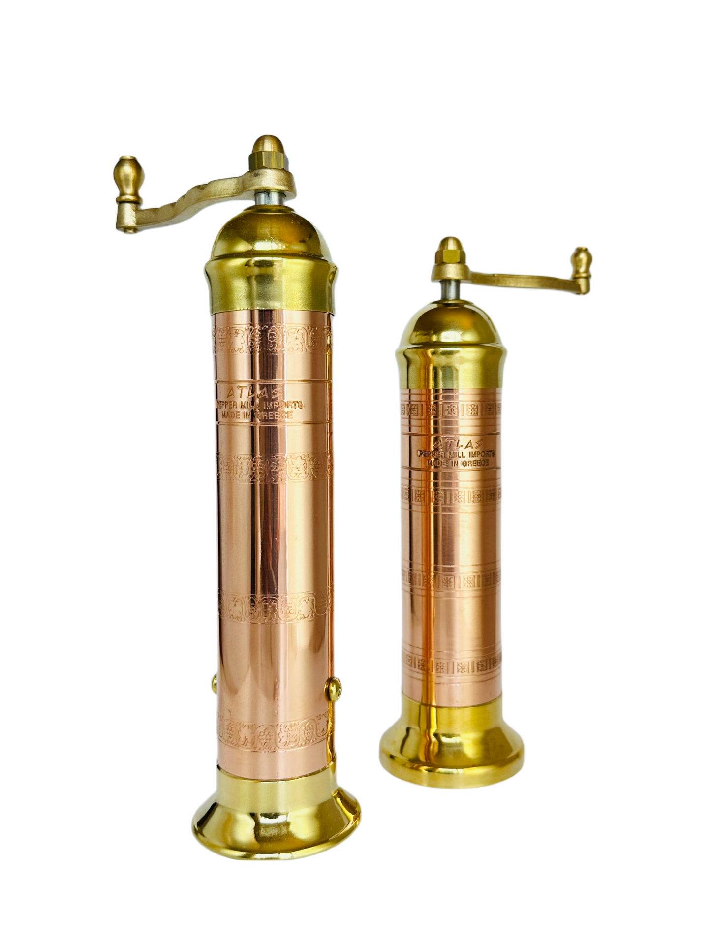 ATLAS Brass-Copper Pepper Mill 9" and Salt Mill 8" #414418 - Kitchen Upgrade and Meaningful Gift
