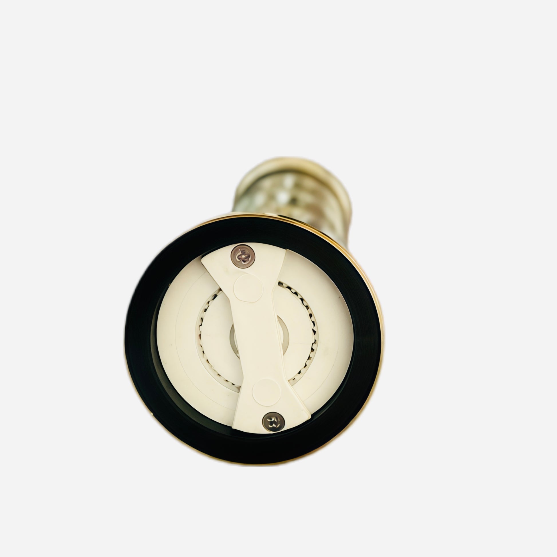 Light bulb with a black base on a white background