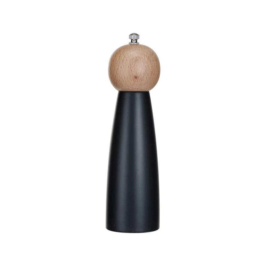Black & Natural Two-Tone Rubberwood Salt & Pepper Mill