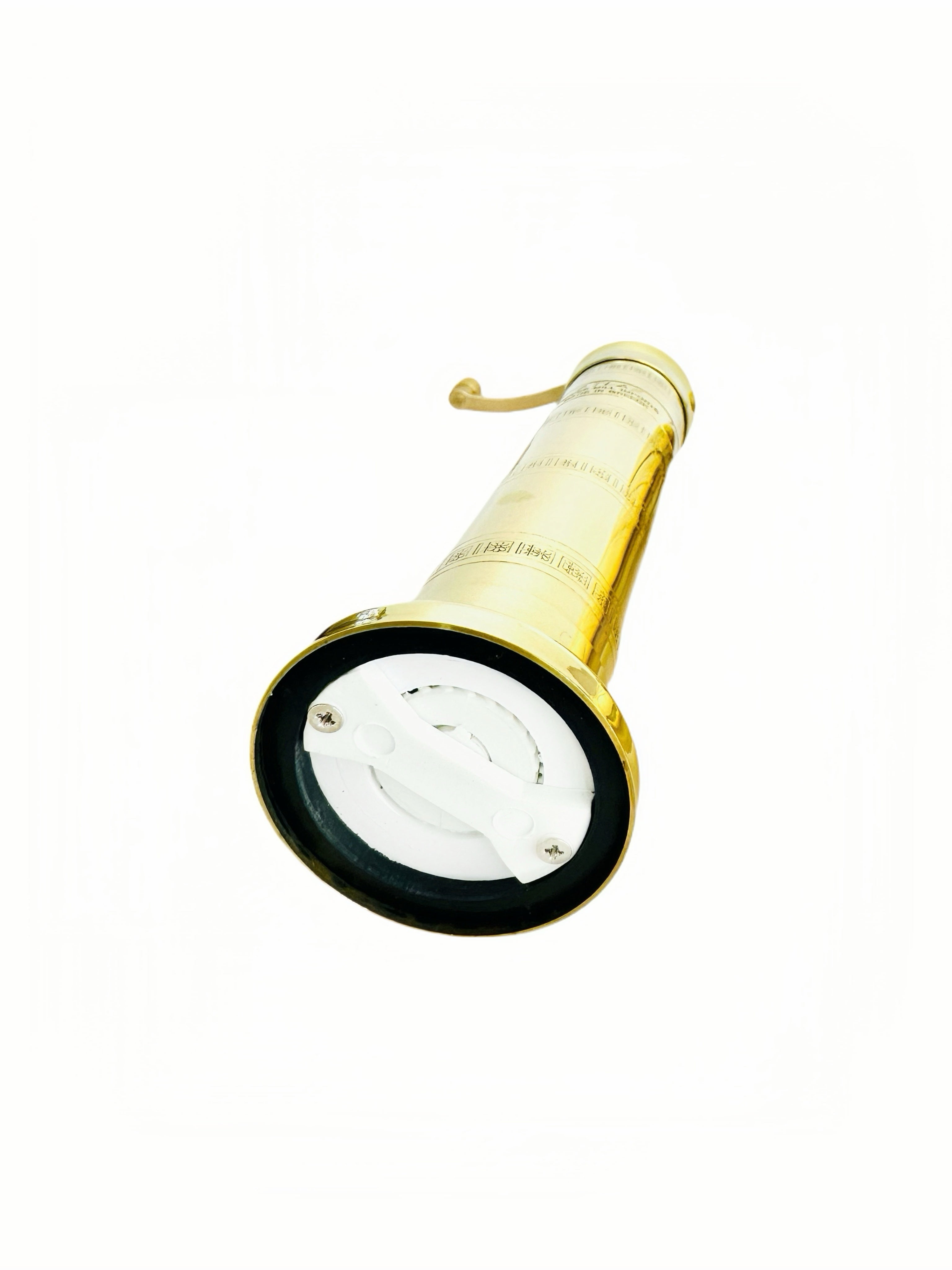 Gold and black flashlight on a white background