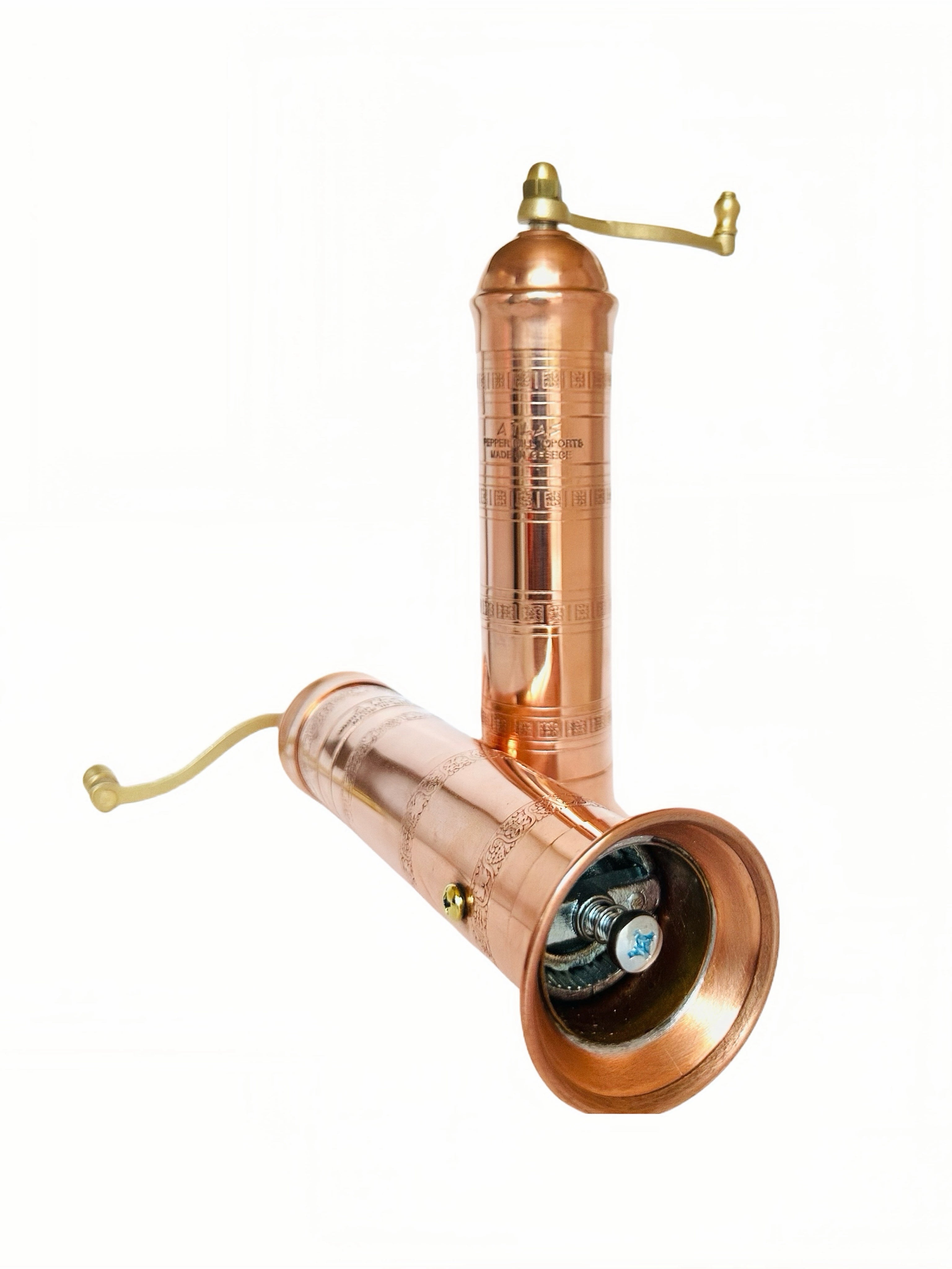 Copper pepper mill and salt mill set